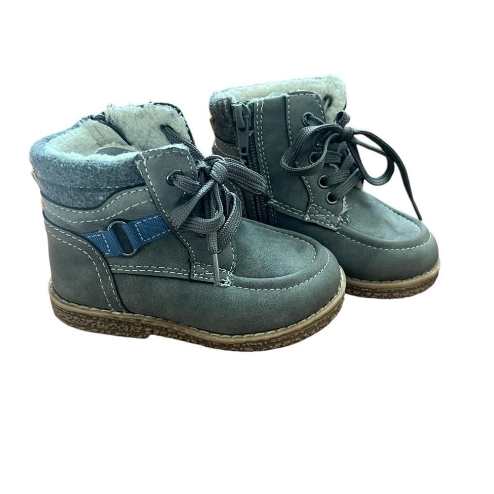 Bobbie Shoes Baby Toddler Boy Ankle Boots Fur Boots Gray Sz 5 1/2 Winter Boots